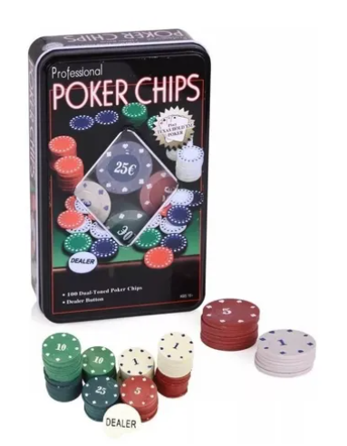Set Poker chips 100 fichas y 1 dealer button