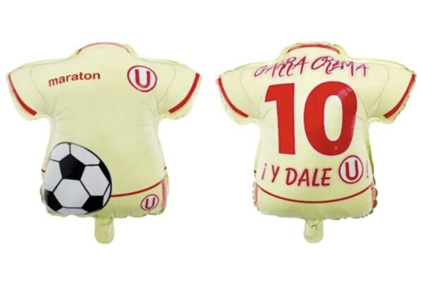 Globo camiseta Universitario (28cm x 25cm aprox) viene inflado con aire y paliglobo