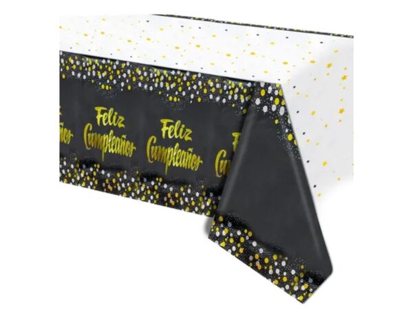 Mantel Feliz Cumpleaños (black and gold)