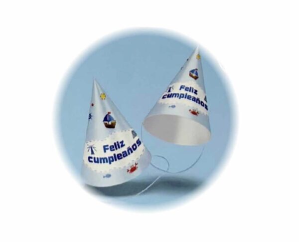 Gorros Feliz Cumpleaños (pack 6) celeste