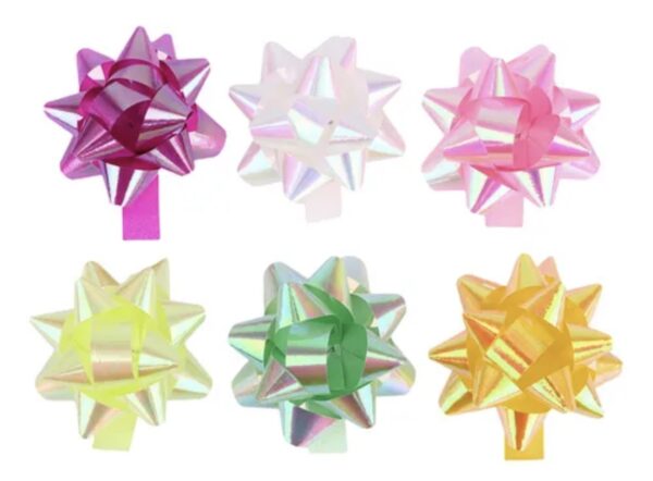 Moños tornasol metalicos medianos (box pack 6) colores variados