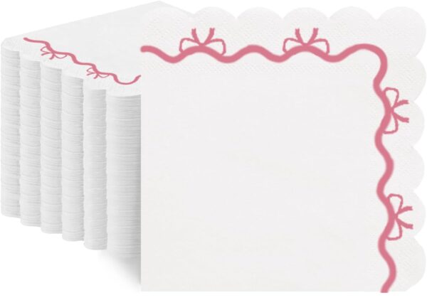 Servilletas lazos pink (pack 10) festoneadas