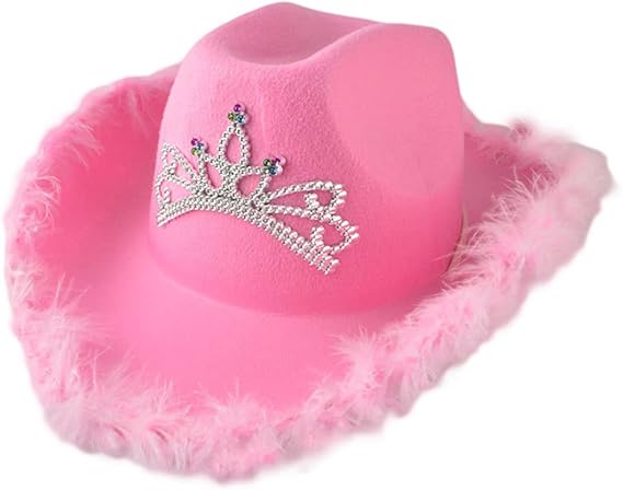 Sombrero vaquero pink & corona led y peluche (37cm x 30cm) cowboy