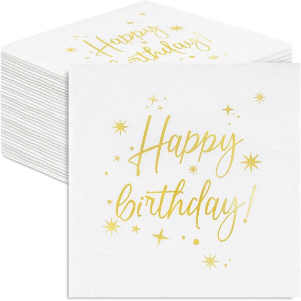 Servilletas Happy Birthday gold (pack 10)
