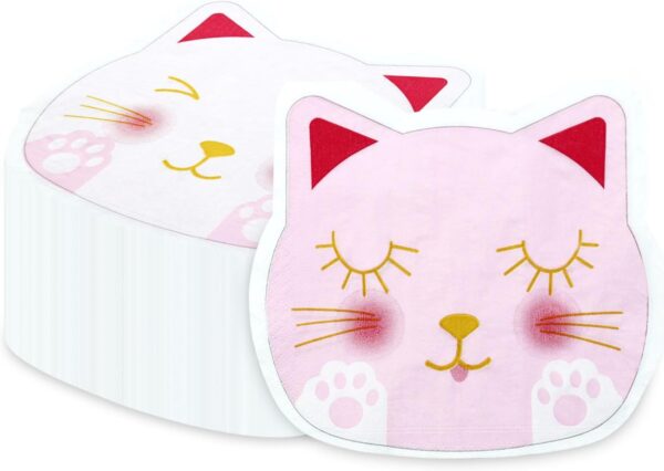 Servilletas gato pink & white (pack 10)