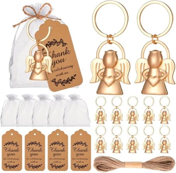 Llavero Angel dorado con bolsa de organza (metal)