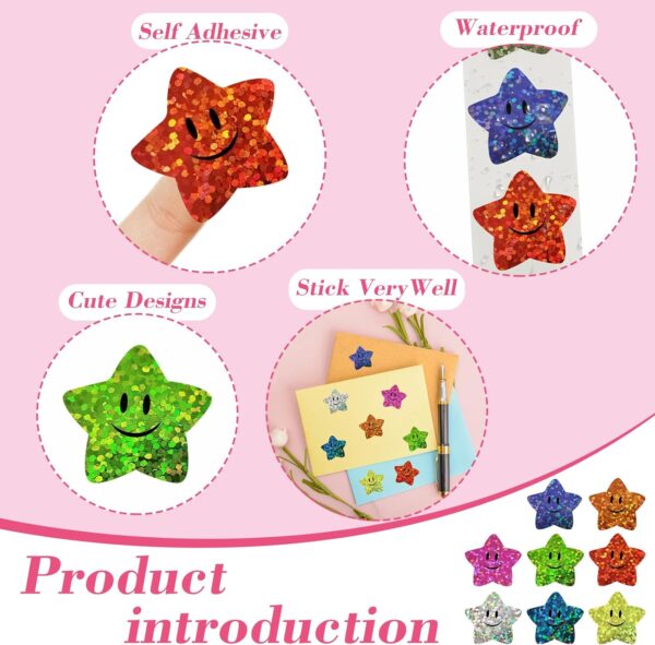 Stickers estrellas smile glitter (pack 20) colores variados - Imagen 3