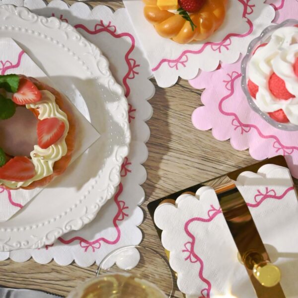 Servilletas lazos pink (pack 10) festoneadas - Imagen 4