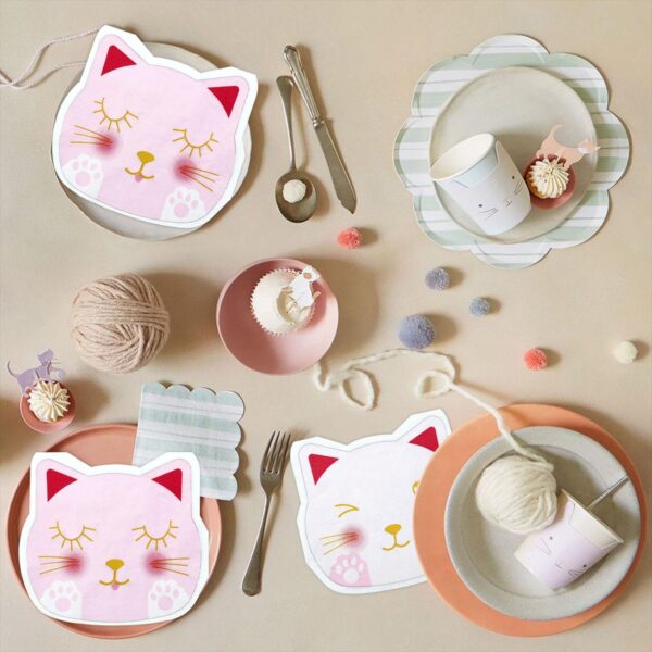 Servilletas gato pink & white (pack 10) - Imagen 4