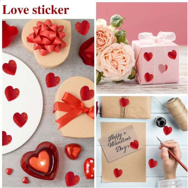 Stickers corazones rojos glitter (pack 20) San Valentin - Imagen 3