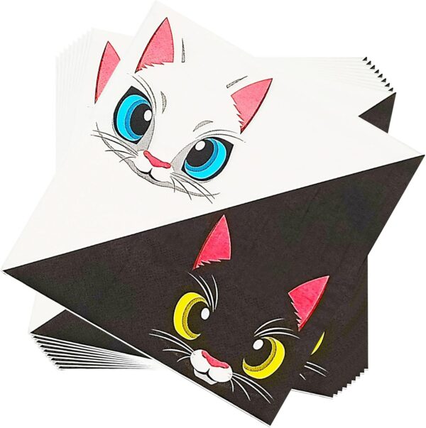 Servilletas gato blanco y gato negro (pack 10)