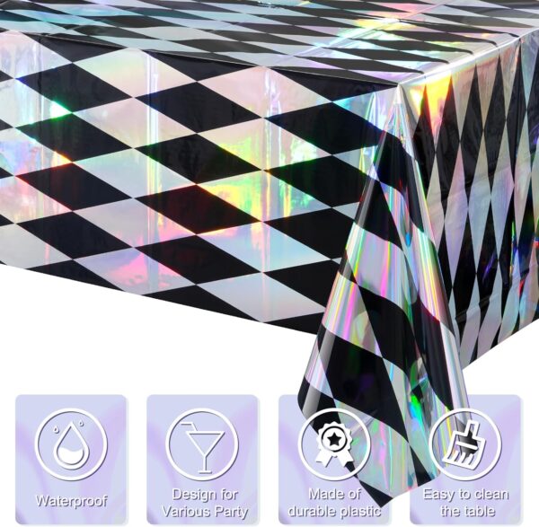 Mantel rombos negro & iridiscente party (138cm x 274cm) (tornasol) - Imagen 4
