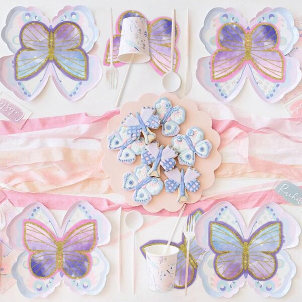 Servilletas mariposas moradas (pack 10) - Imagen 3
