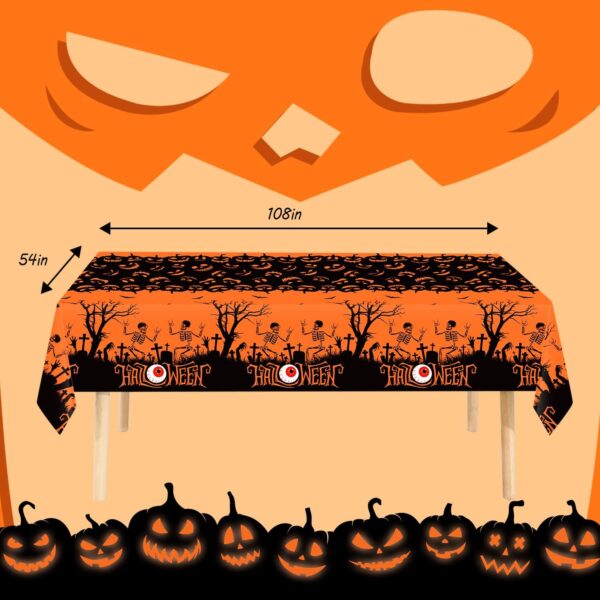 Mantel Halloween Calabazas y Calaveras (naranja y negro) (108cm x 274cm) - Imagen 3