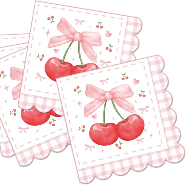 Servilletas Cherry festoneada (pack 10) - Imagen 3