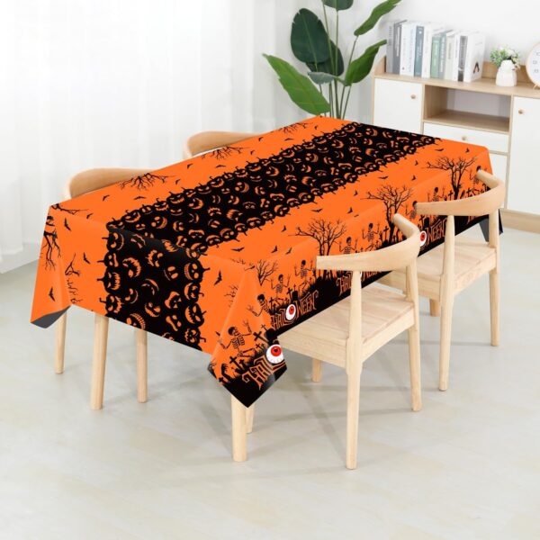 Mantel Halloween Calabazas y Calaveras (naranja y negro) (108cm x 274cm)