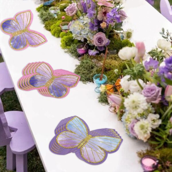 Servilletas mariposas moradas (pack 10) - Imagen 5