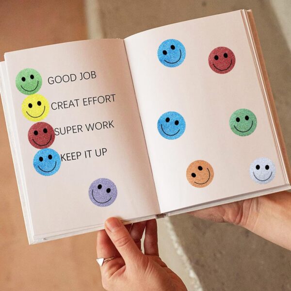 Stickers smile glitter (pack 20) colores variados - Imagen 4
