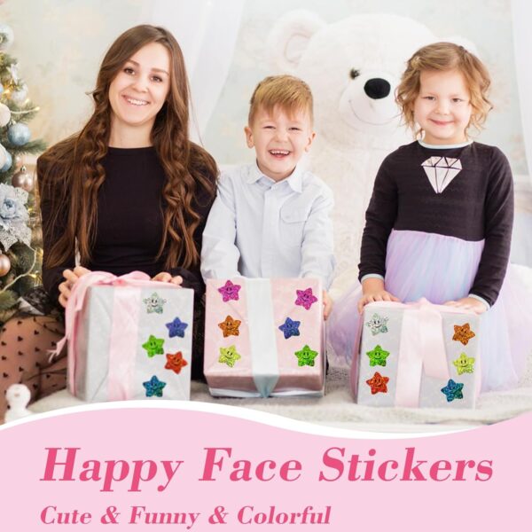 Stickers estrellas smile glitter (pack 20) colores variados - Imagen 4