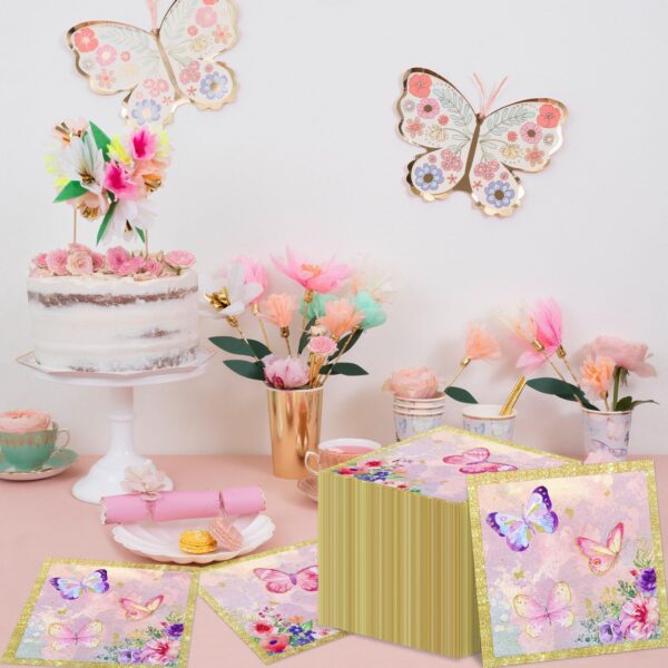 Servilletas Mariposas & Gold (pack 10) - Imagen 3