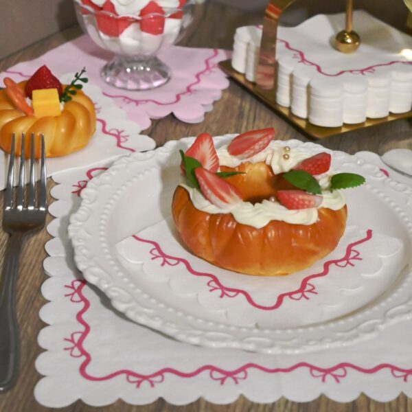 Servilletas lazos pink (pack 10) festoneadas - Imagen 3