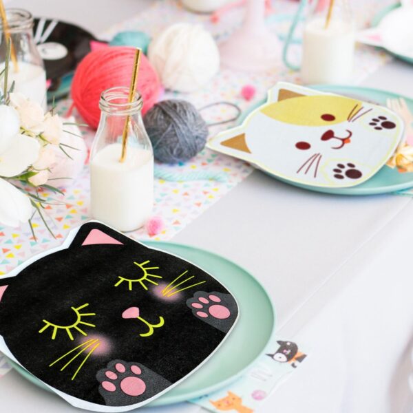 Servilletas Gato negro y blanco cutie (pack 10) dual Halloween - Imagen 4