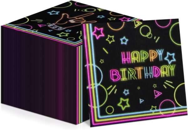 Servilletas Happy Birthday neon (pack 10)