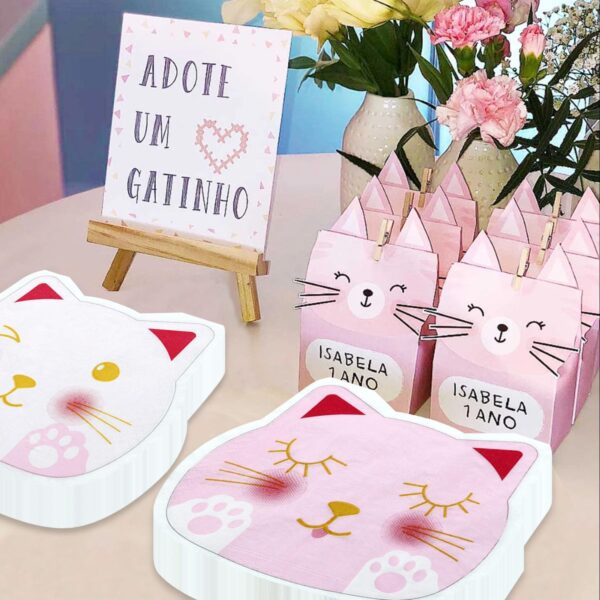 Servilletas gato pink & white (pack 10) - Imagen 3