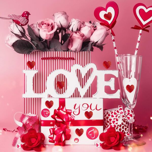 Stickers corazones rojos glitter (pack 20) San Valentin - Imagen 2