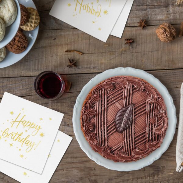 Servilletas Happy Birthday gold (pack 10) - Imagen 3