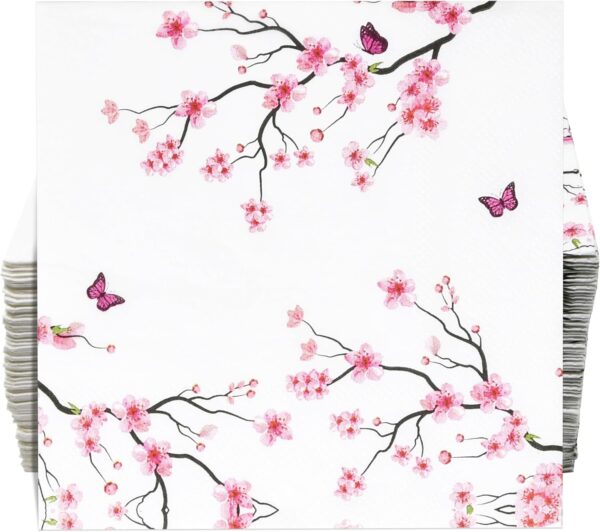 Servilletas florales cerezos (pack 10) - Imagen 5