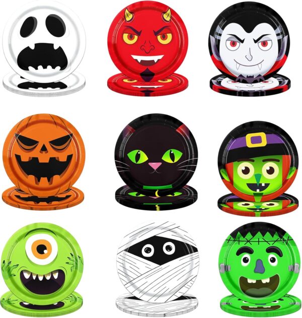 Platos Halloween caritas dulce o truco (pack 5)