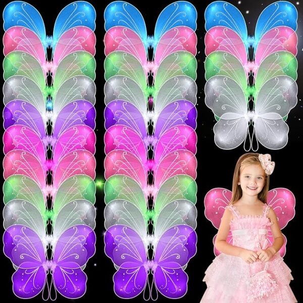 Disfraz Alas de mariposa / hada / angel 32cm alto por 44cm ancho (colores variados) (rosa, fucsia, blanco, morado, turquesa, verde limon)