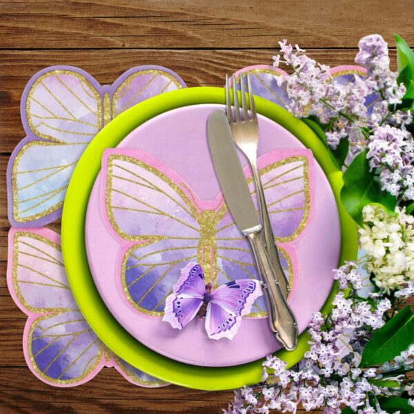 Servilletas mariposas moradas (pack 10) - Imagen 4