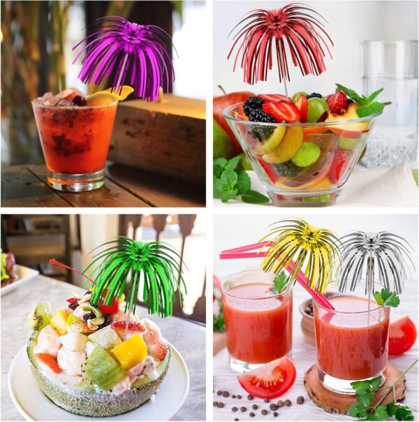 Sombrillas cocktail (metalicas) 15cm alto (papel metalico y colores variados) (pack 10) - Imagen 3
