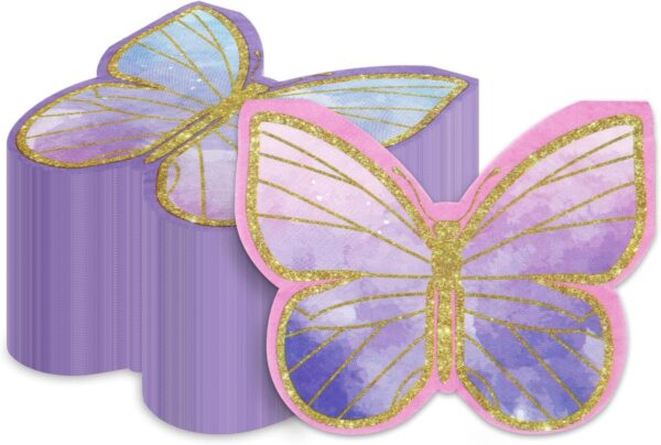 Servilletas mariposas moradas (pack 10)