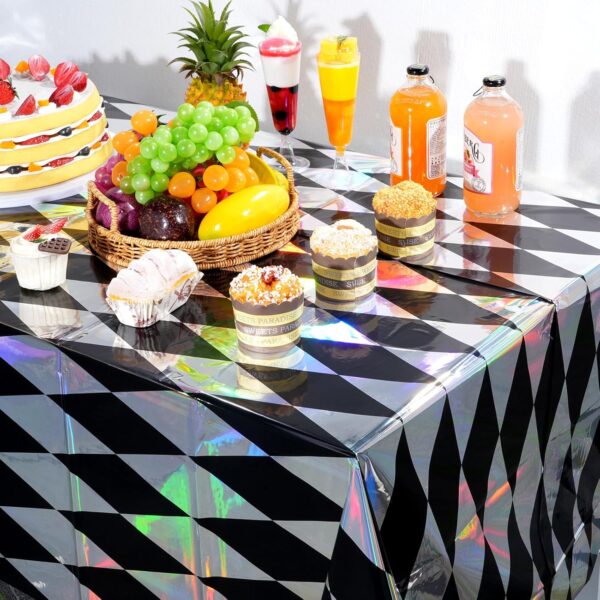 Mantel rombos negro & iridiscente party (138cm x 274cm) (tornasol) - Imagen 3