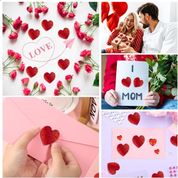Stickers corazones rojos glitter (pack 20) San Valentin - Imagen 4