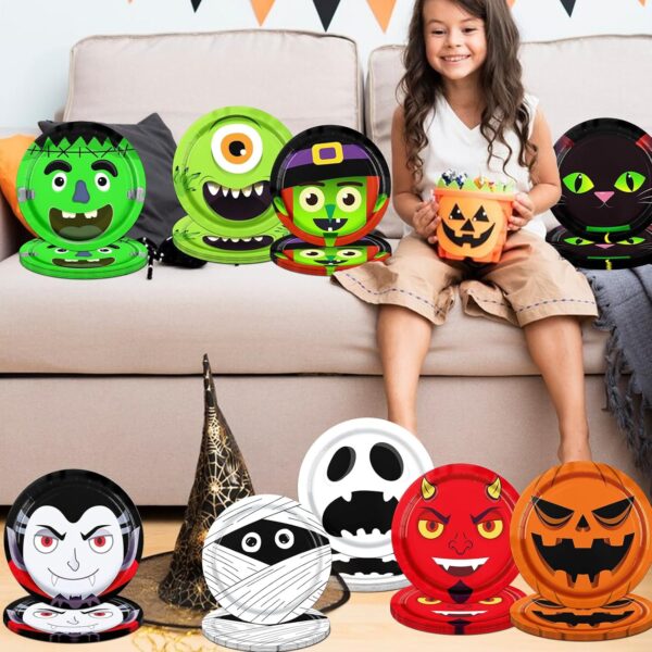 Platos Halloween caritas dulce o truco (pack 5) - Imagen 4