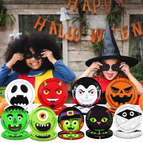 Platos Halloween caritas dulce o truco (pack 5) - Imagen 5