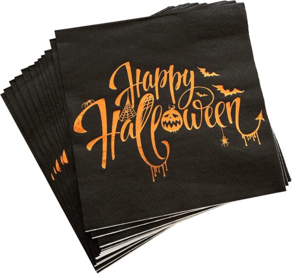 Servilletas Happy Halloween (naranja cromado y negro) (pack 10)