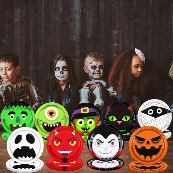 Platos Halloween caritas dulce o truco (pack 5) - Imagen 3