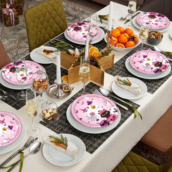 Platos Halloween pink party (pack 6) (18cm aprox) - Imagen 5