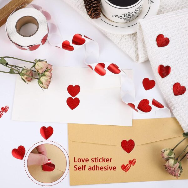 Stickers corazones rojos glitter (pack 20) San Valentin