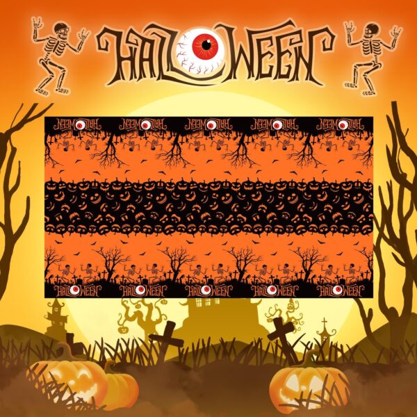 Mantel Halloween Calabazas y Calaveras (naranja y negro) (108cm x 274cm) - Imagen 4