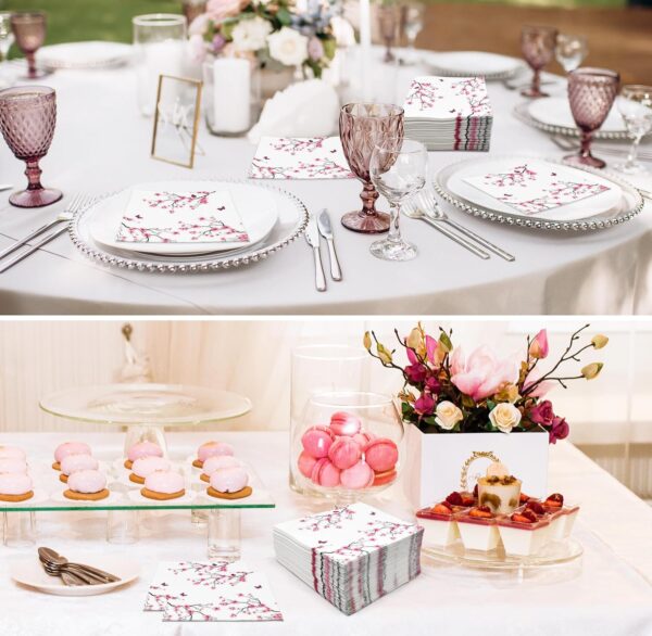 Servilletas florales cerezos (pack 10) - Imagen 3