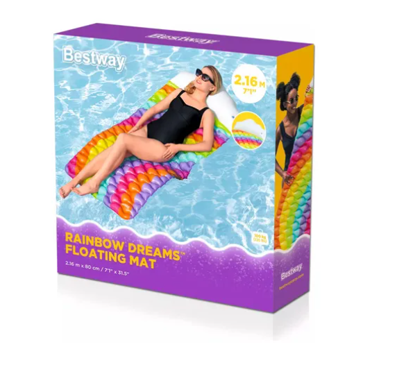 Flotador reposadera inflable arcoiris (216cm x 80cm)