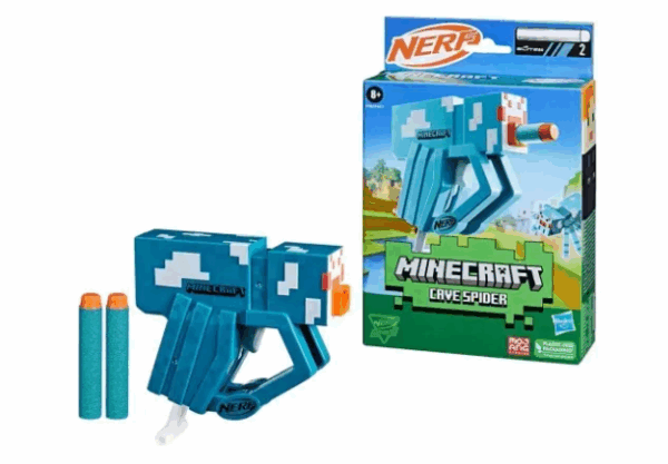 Pistola Nerf Minecraft (Cave Spider) + 2 dardos (hasbro)