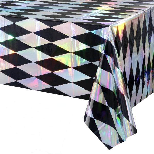 Mantel rombos negro & iridiscente party (138cm x 274cm) (tornasol)