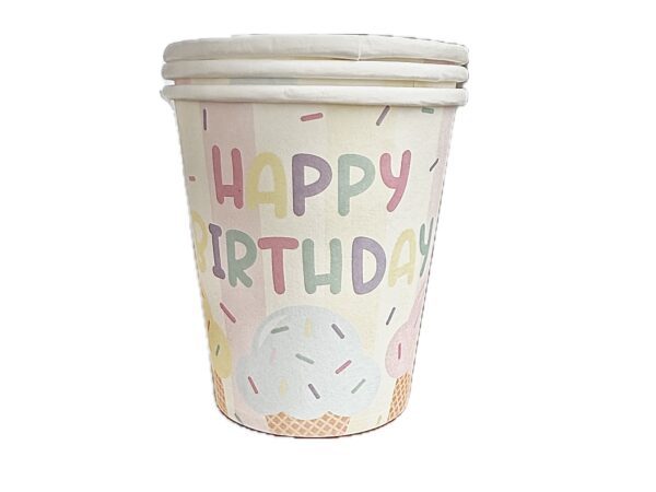 Vasos Happy Birthday ice cream (pack 12)
